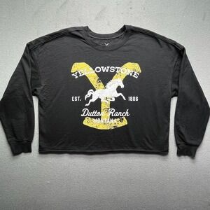Yellowstone‎ Dutton Ranch Cropped Long Sleeve Graphic Sweatshirt XXL Black 1886